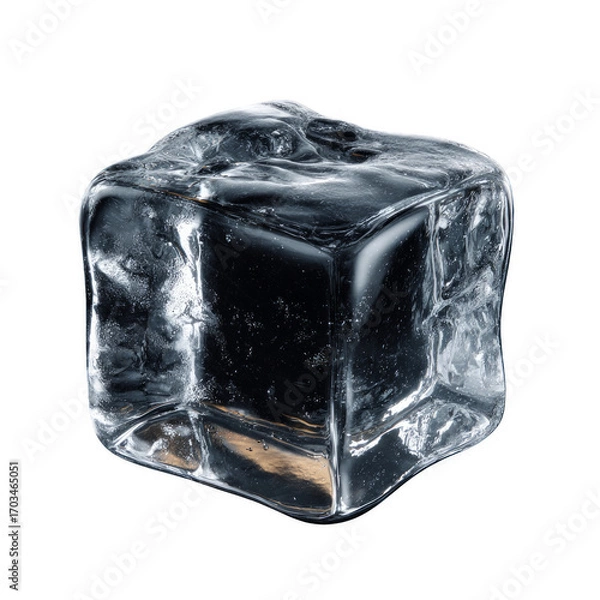 Fototapeta A cube of ice is shown in a clear glass