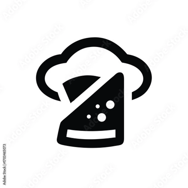 Obraz Chef's Hat with Pizza Slice Graphic Icon