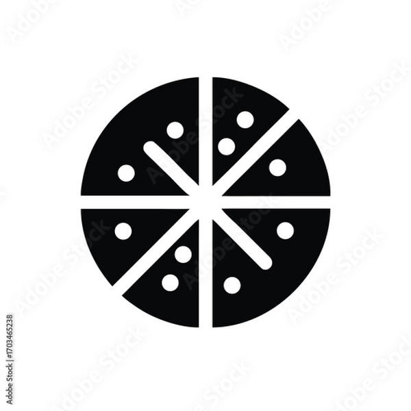 Obraz Abstract Pizza Icon Symbol with Eight Slices