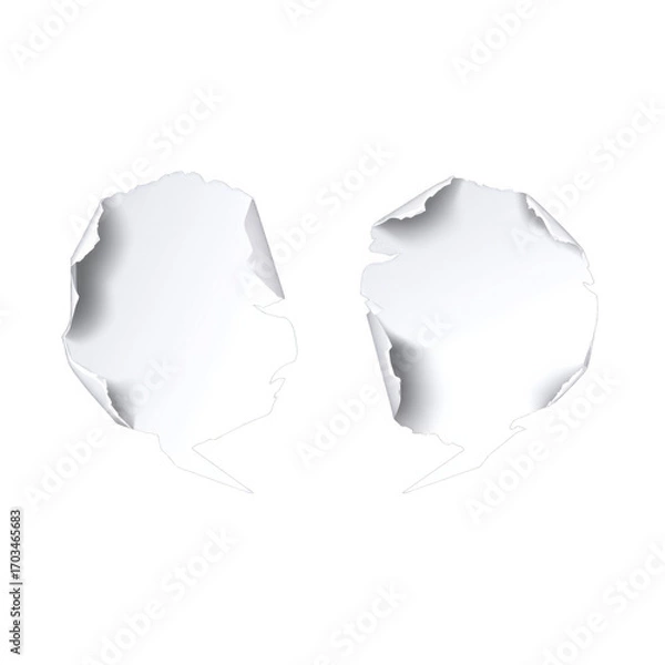 Fototapeta Two pieces of paper with a tear in the middle