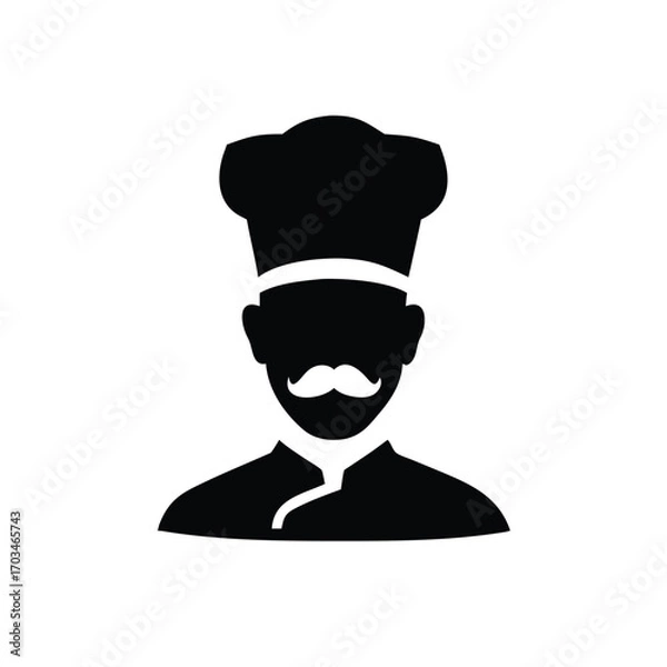 Obraz Chef Silhouette With Mustache and Tall Hat