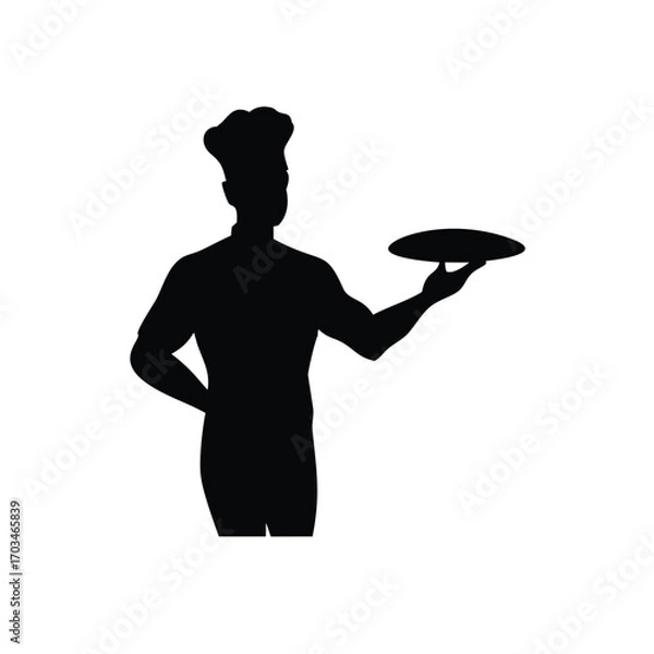 Obraz Chef Silhouette Holding a Serving Platter