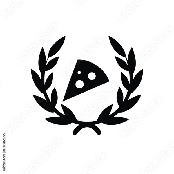 Obraz Pizza Slice in Wreath A Gourmet Emblem