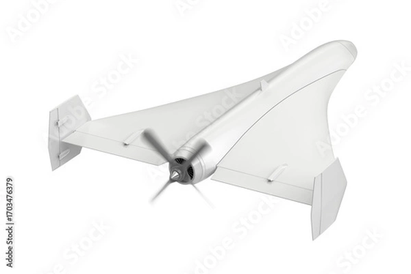 Fototapeta Propeller-powered military UAV isolated on transparent background