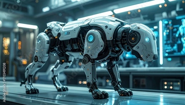 Fototapeta Robotic Canine in Futuristic Lab