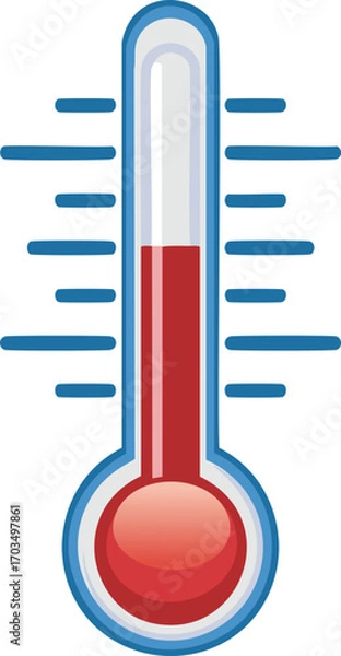 Fototapeta Thermometer with red liquid indicating high temperature