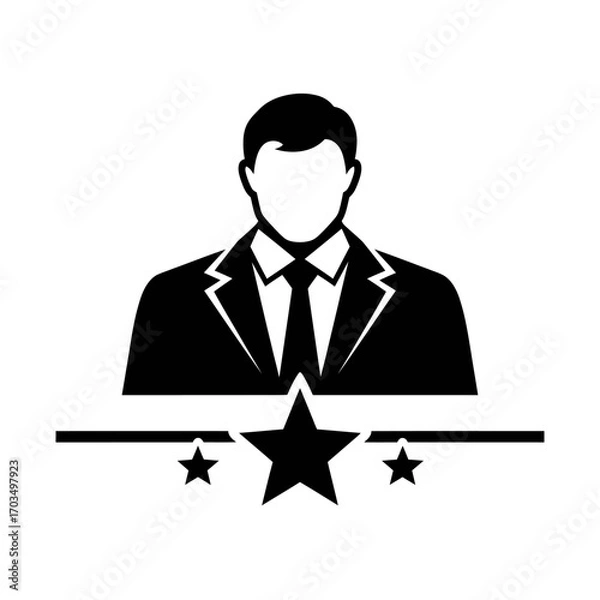 Fototapeta Silhouette of a businessman with a star award