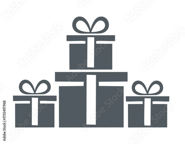 Fototapeta Three Gift Boxes Arranged In A Pyramid present stack