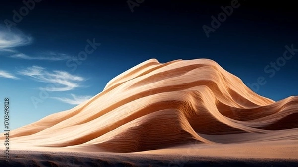 Fototapeta Captivating sand dunes sculpted by wind and time stretch across a vast arid desert landscape under a clear blue sky