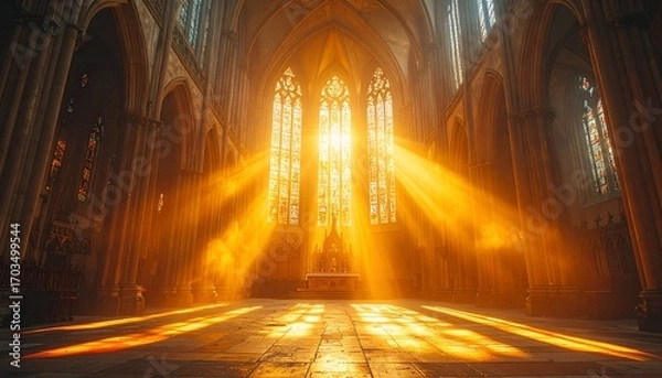 Fototapeta Divine Light Illuminates Gothic Cathedral