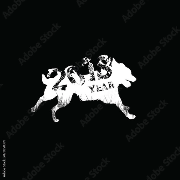 Fototapeta Dog./ Characters meaning of "Dog". 2018 is a Dog year. The twelve zodiac signs. Each year has a symbolic animal.(Chinese character)