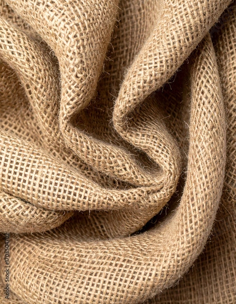 Fototapeta Close Up of Brown Burlap Fabric Showing Rough Texture in Natural Light