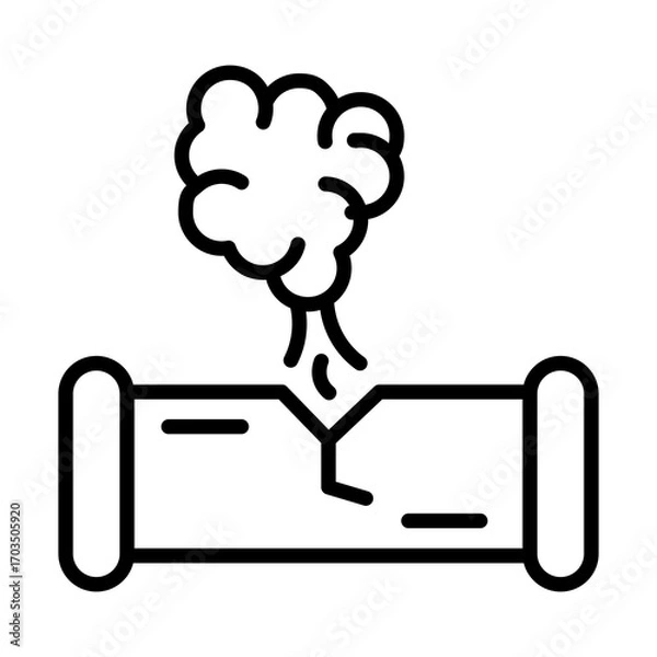 Fototapeta Broken Pipe with Gas Leak, Isolated on White Background