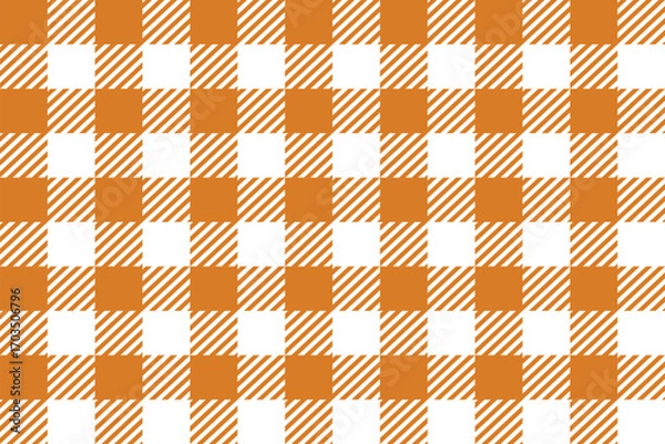 Obraz plaid background check fabric texture brown and white colors gingham vector seamless pattern cloth illustration