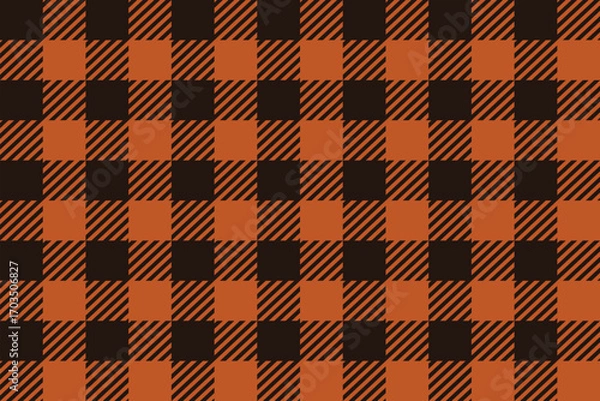 Obraz plaid background check fabric texture brown and orange colors gingham vector seamless pattern cloth illustration