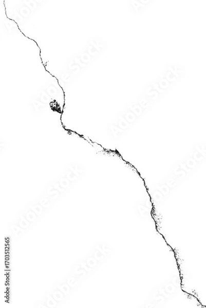 Fototapeta Large single thin crack isolated on transparent background with clear png overlay