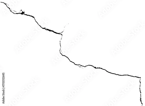 Fototapeta Realistic isolated thin crack with detailed texture on transparent background png file