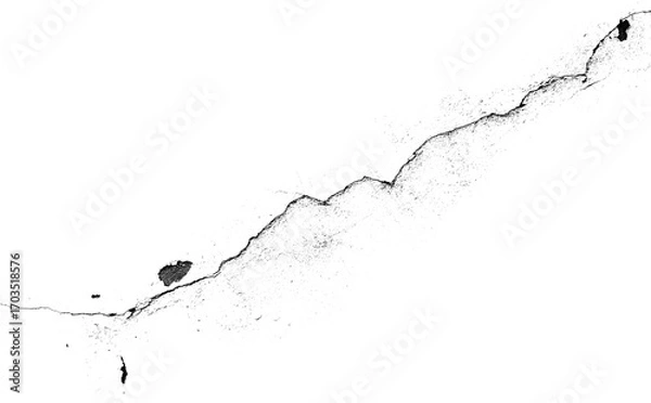 Fototapeta Detailed macro photo of one large thin crack on transparent background png format