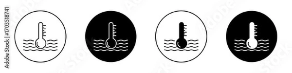 Fototapeta Liquid temperature icons pack in black and white versions for web.