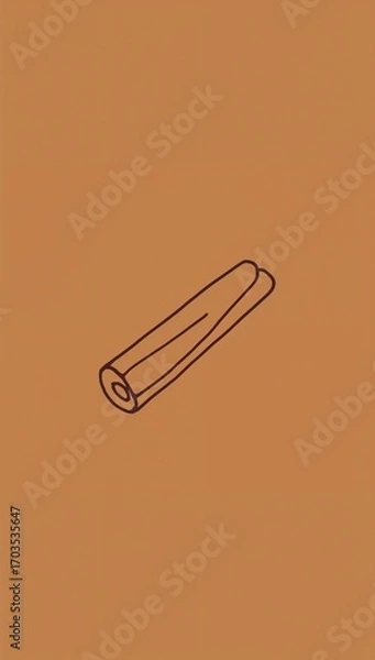 Obraz Minimalist cinnamon spice flat design simple line hand drawing on plain warm brown background