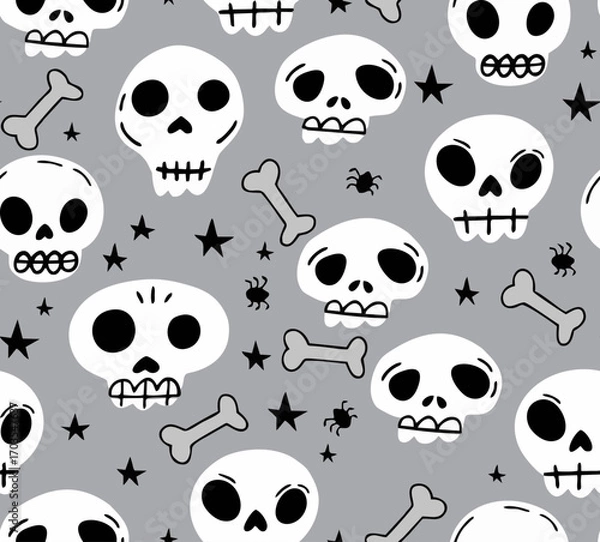 Fototapeta cute skeleton seamless pattern for Halloween texture design 