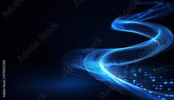 Fototapeta Abstract swirling blue lines on a dark background