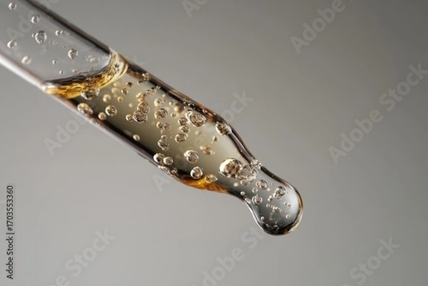 Fototapeta Close-up dropper with amber liquid