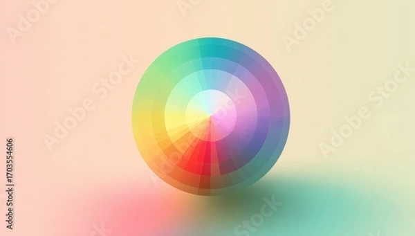 Fototapeta Colorful circular color wheel on a soft pastel background