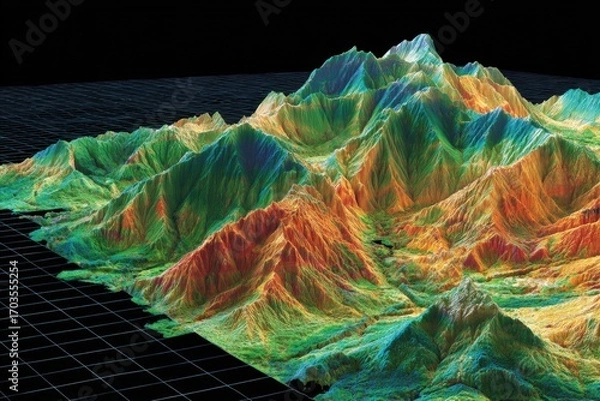 Fototapeta Colorful 3D Mountain Range