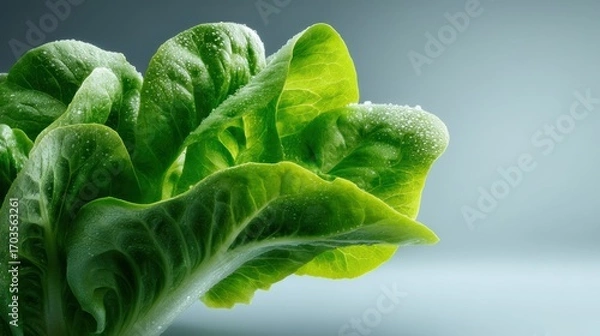 Fototapeta Macro shot of fresh butterhead lettuce leaf