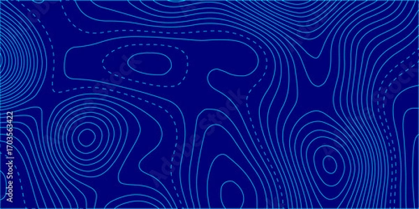 Fototapeta Blue vector illustration of an abstract swirl pattern with circles and waves. image grid geographic relief. Mountain topographic terrain map background. Topographic contour map with marker. mountains