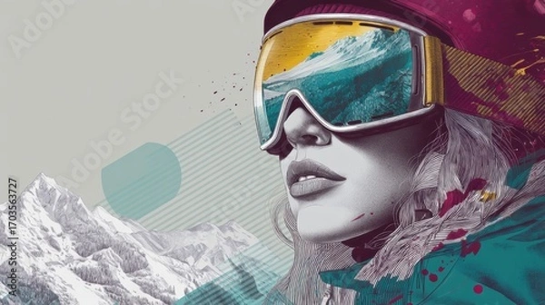 Fototapeta Closeup portrait of rider in technical outerwear