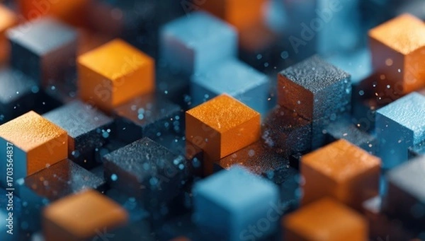 Fototapeta Abstract geometric pattern of interlocking cubes