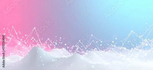 Fototapeta Abstract graphic design with soft color gradients and interconnected data points