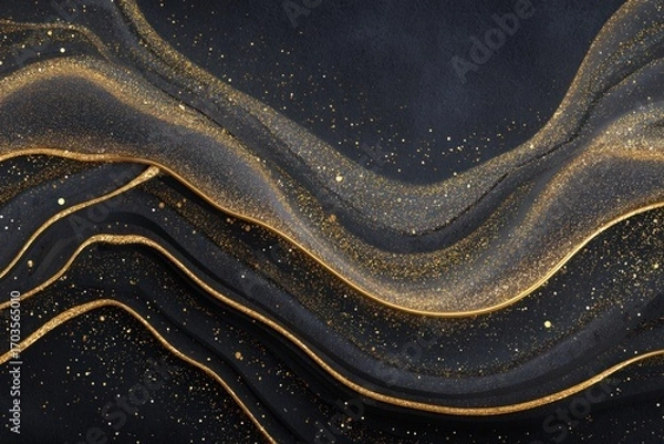 Fototapeta Abstract liquid art with gold shimmer