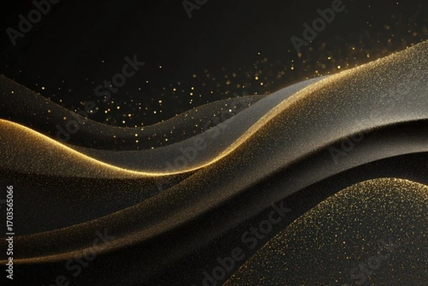 Fototapeta Abstract gold wave design on a black background