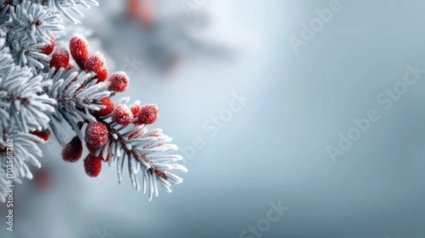 Obraz Frosted winter botanical border for seasonal designs