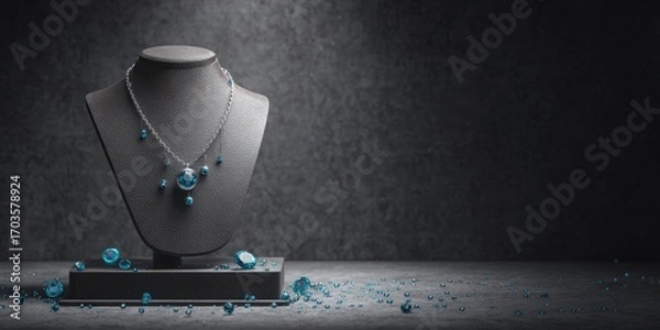 Fototapeta Jewelry display on dark background