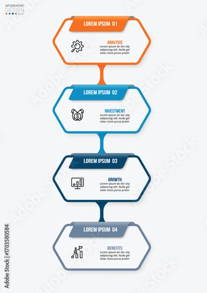 Fototapeta Infographic template business concept with workflow.
