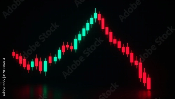 Obraz 金融市場の動向を表す株価チャートの背景映像