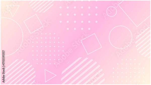 Obraz ピンクグラデーションの、ポップで可愛いメンフィス風背景