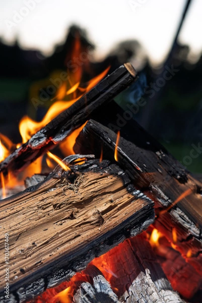 Obraz Brennende Holzscheite eines Lagerfeuers