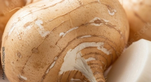Obraz Close up of a jicama root vegetable, also known as yam bean