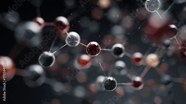 Fototapeta Abstract network spheres connected by thin lines dark background