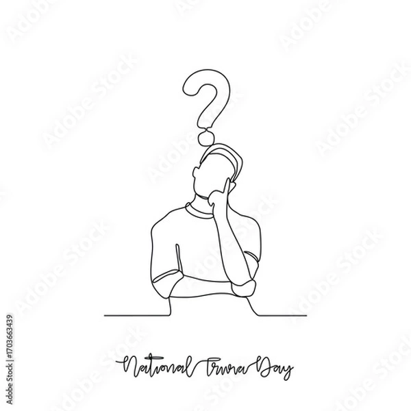 Fototapeta One continuous line drawing of National Trivia Day vector illustration. National Trivia Day themes design concept in simple linear continuous line. Great design for campaign and business purpose.