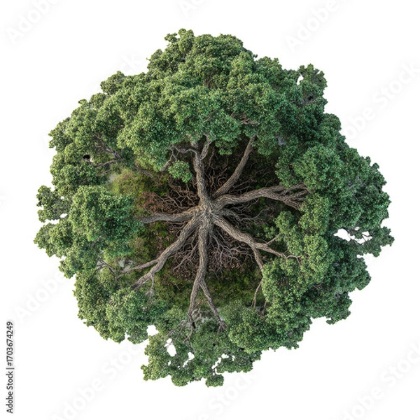 Fototapeta Overhead view of a large, lush tree
