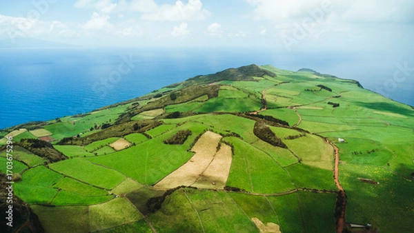 Fototapeta Aerial Panorama of Sao Jorge Island, Azores – Dramatic Cliffs and Atlantic Views