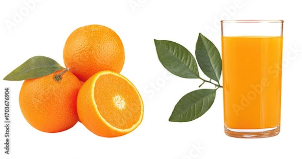 Fototapeta Fresh oranges and juice (1)