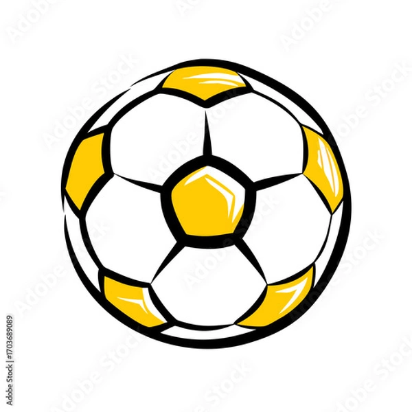 Obraz Stylized yellow soccer ball graphic design on black background