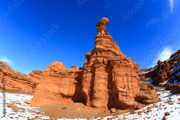 Obraz Footage of geological formations called fairy chimneys, formed by erosion by rain, wind and flood waters.